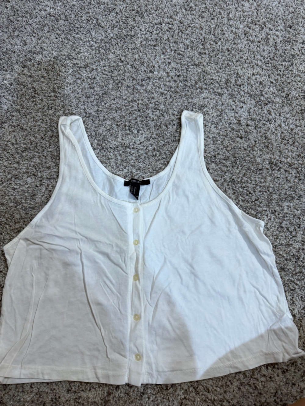 Forever 21 White Button-Front Cropped Tank